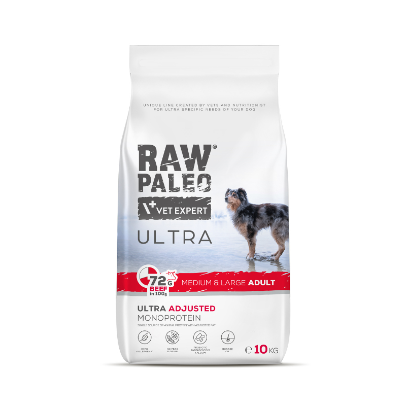 VetExpert Raw Paleo Ultra Beef Medium & Large Adult - sucha karma z wołowiną dla psów średnich ras