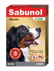 Sabunol Obroża szara przeciw pchłom i kleszczom dla psa