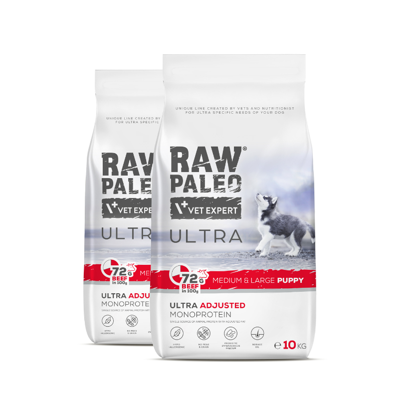 VetExpert Raw Paleo Ultra Beef Medium & Large Puppy - sucha karma z wołowiną dla szczeniąt średnich ras