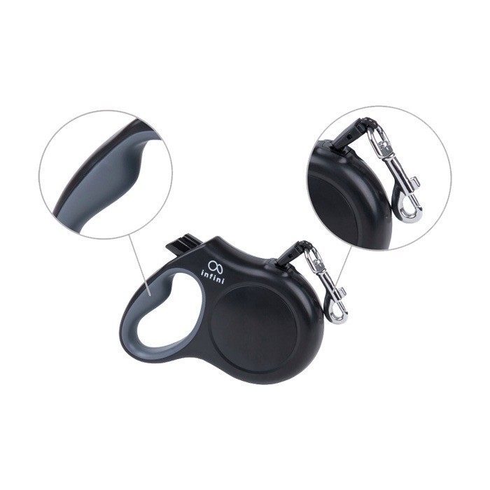 Amiplay Infini Freedom Smycz automatyczna czarna [rozmiar XL] 5m/50kg