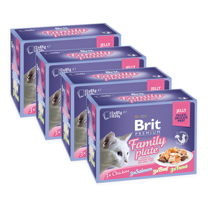Brit Pouch Family Plate Fillet in Jelly 85g x 12 (multipak)
