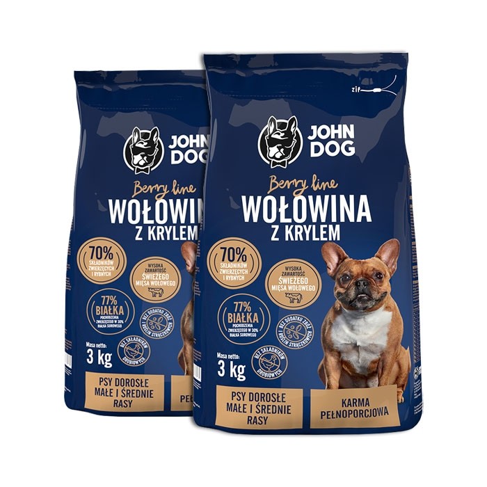 John Dog Berry Line małe i średnie rasy Wołowina i kryl