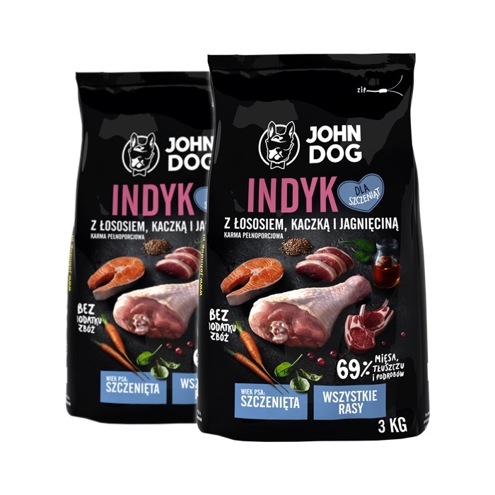 John Dog Premium Junior Indyk z łososiem, kaczką i jagnięciną