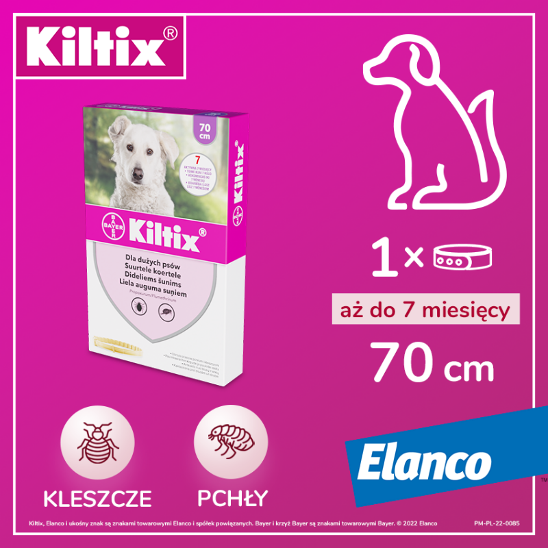Bayer Kiltix Obroża przeciw pchłom i kleszczom dla psa 70cm
