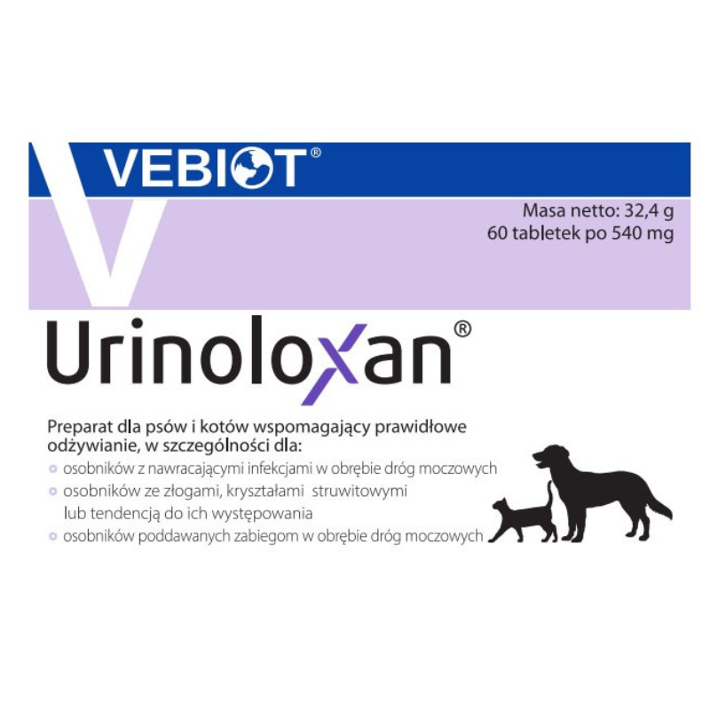 Vebiot Urinoloxan Preparat na drogi moczowe dla psa i kota 60 tabletek
