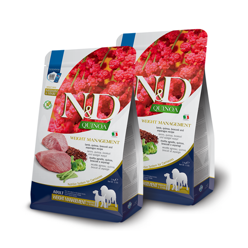 Farmina N&D Weight Management Adult Dog Quinoa Lamb & Broccoli Medium & Maxi