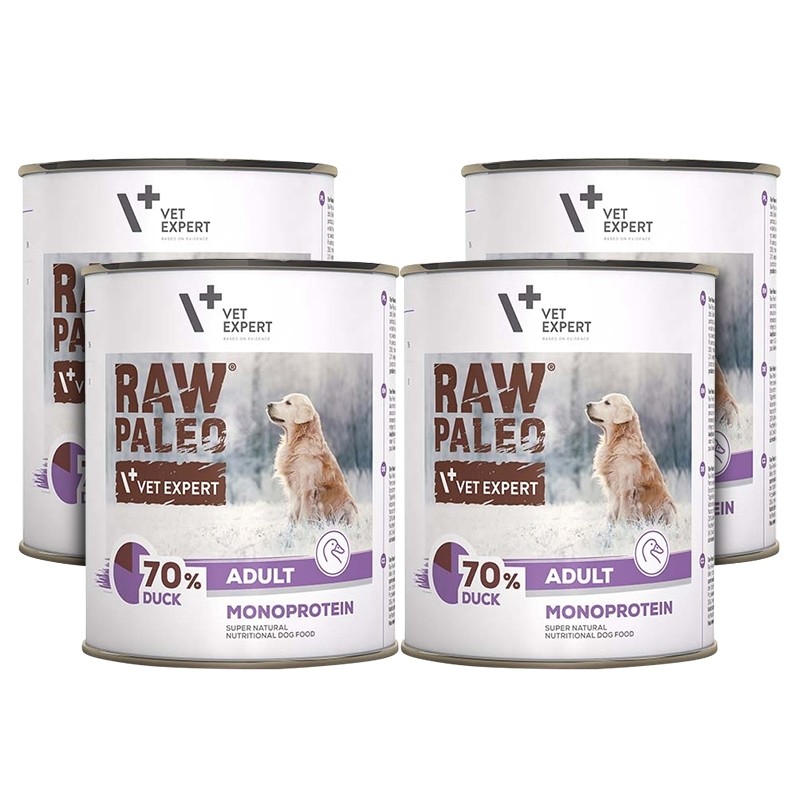 VetExpert Raw Paleo Adult Monoprotein 800g x 4 - mokra karma dla psów