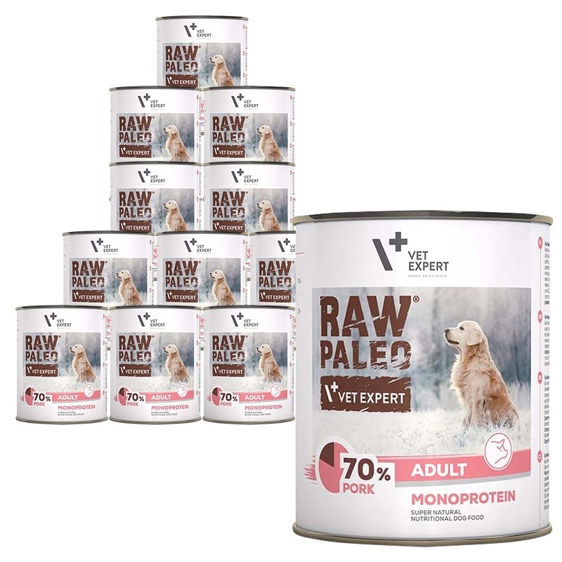 VetExpert Raw Paleo Adult Monoprotein 800g x 12 - mokra karma dla psów