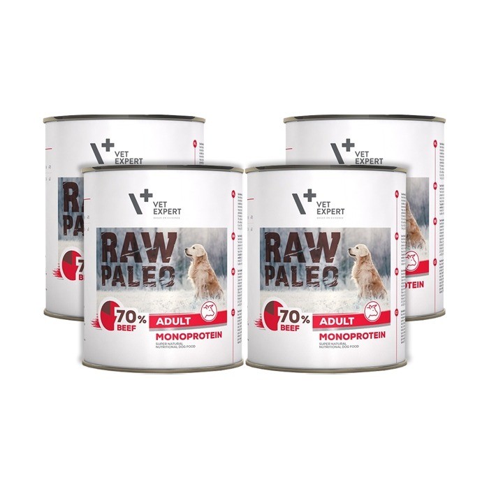 VetExpert Raw Paleo Adult Monoprotein 800g x 4 - mokra karma dla psów