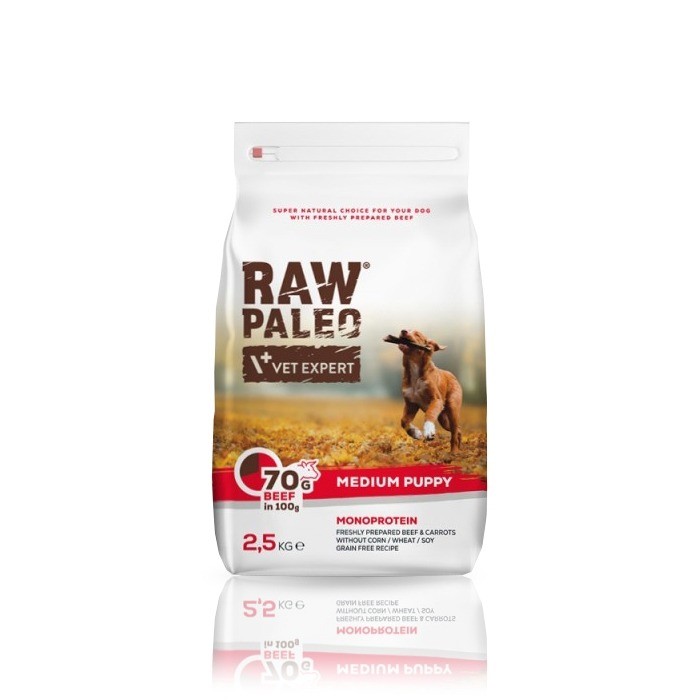 VetExpert Raw Paleo Puppy Medium Beef - sucha karma z wołowiną dla szczeniąt średnich ras