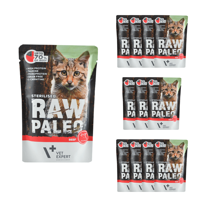 VetExpert Raw Paleo Sterilised 100g x 12 - mokra karma dla kotów po sterylizacji