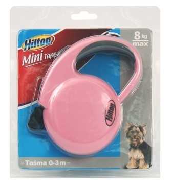 Smycze, obroże, szelki - Hilton Smycz Mini Tape taśma różowa 3m/8kg