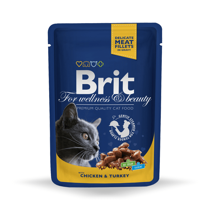 Karmy mokre dla kota - Brit Premium Cat kurczak i indyk 100g