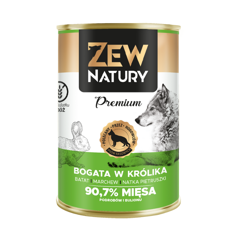 Karmy mokre dla psa - Zew Natury 89% mięsa 400g królik