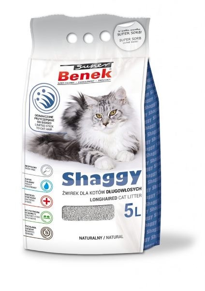 żwirek dla kota - Żwirek Super Benek Shaggy dla kotów długowłosych