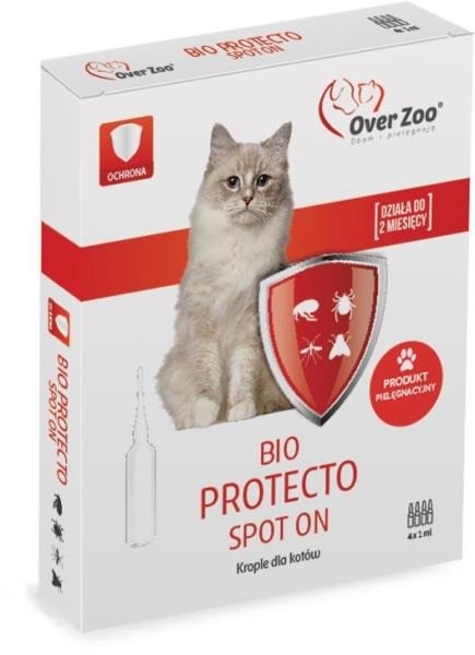 Preparaty lecznicze - Over Zoo Krople BIO Protecto dla kotów 4x1ml