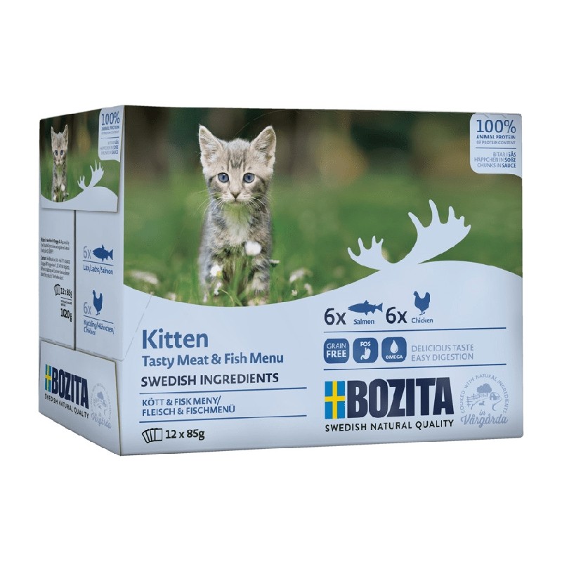 Karmy mokre dla kota - Bozita Kitten Multibox mięso i ryby w sosie 85g x 12 (multipak)