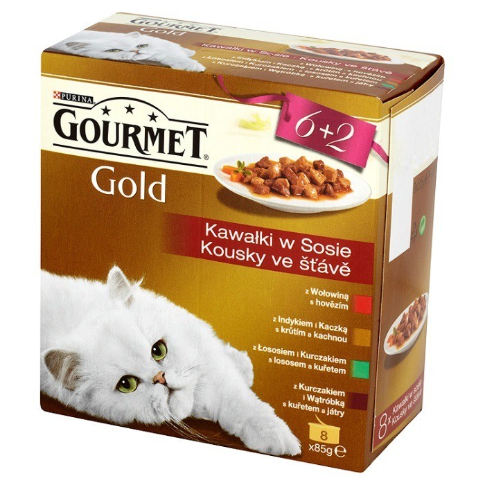 Karmy mokre dla kota - Gourmet Gold Kawałki w sosie 8x85g