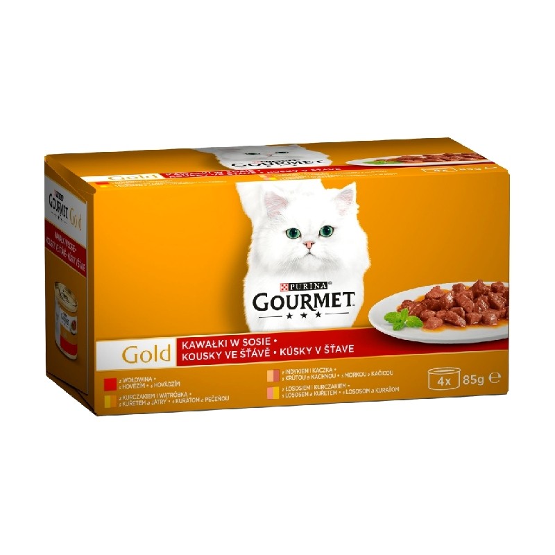 Karmy mokre dla kota - Gourmet Gold Kawałki w sosie 85g x 4 (multipak)