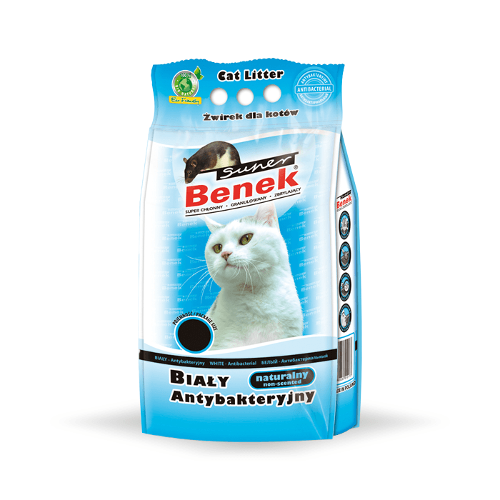 żwirek dla kota - Żwirek Super Benek Antybakteryjny Biały 5l