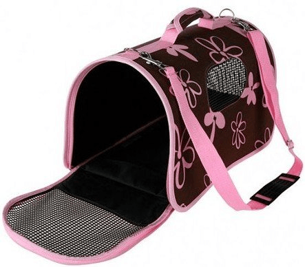 Transportery, sprzęt podróżny - Zolux Torba transportowa dla zwierząt czekoladowo-różowa