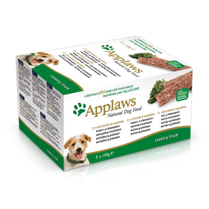 Karmy mokre dla psa - Applaws Dog pasztet Multipak kurczak, jagnięcina i łosoś z warzywami 5x150g