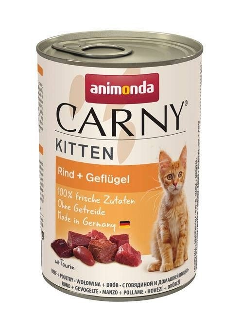 Karmy mokre dla kota - Animonda Carny Kitten wołowina i kurczak 400g