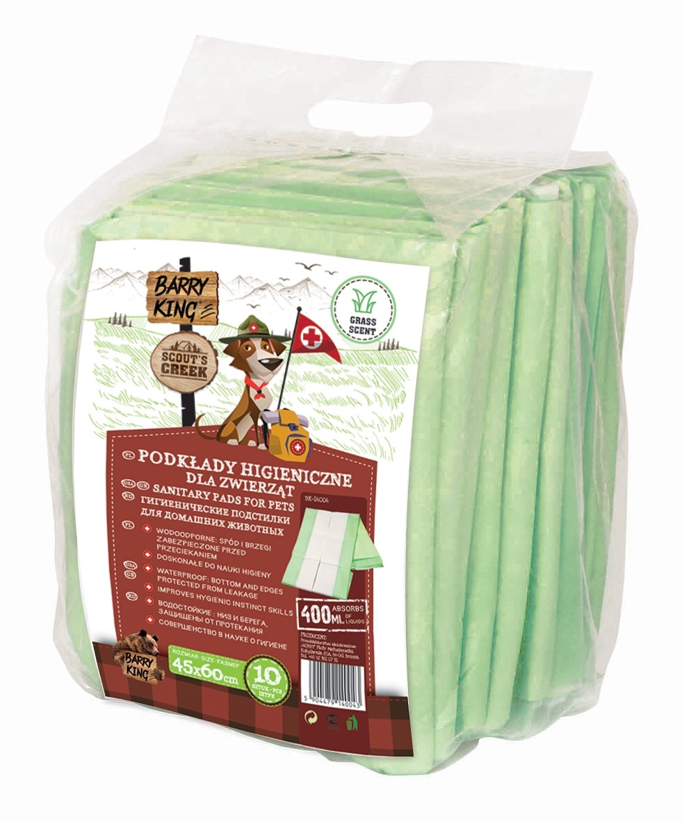 Produkty higieniczne - Barry King Podkłady higieniczne o zapachu trawy zielone 45x60cm 10szt.