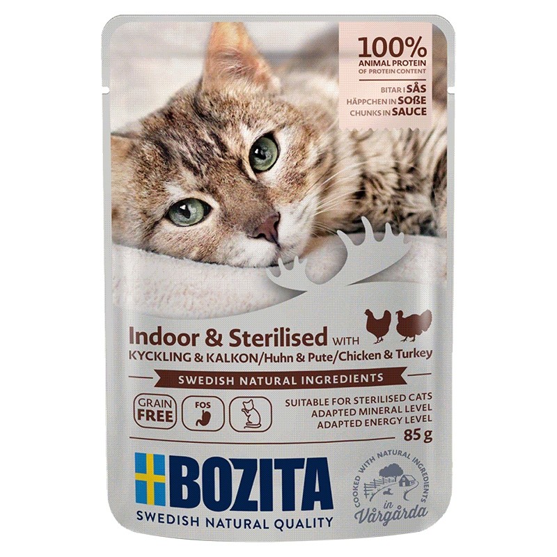 Karmy mokre dla kota - Bozita Feline Indoor & Sterilised w sosie 85g x 12