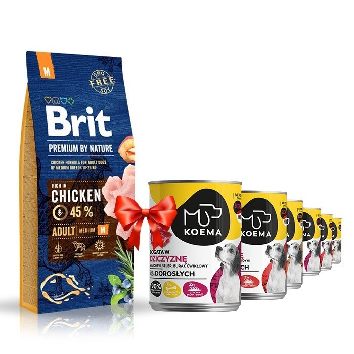 Karmy suche dla psa - Brit Premium By Nature Adult Medium M