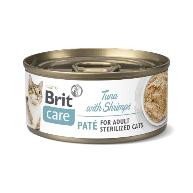 Karmy mokre dla kota - Brit Care Cat Sterilised Pasztet z tuńczyka z krewetkami 70g