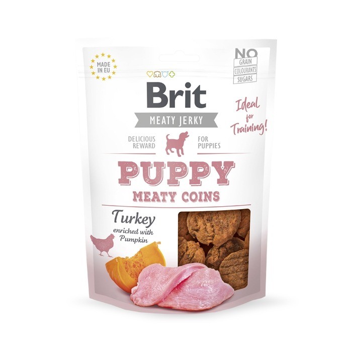 Przysmaki dla psa - Brit Jerky Snack Puppy Turkey Meaty Coins 80g