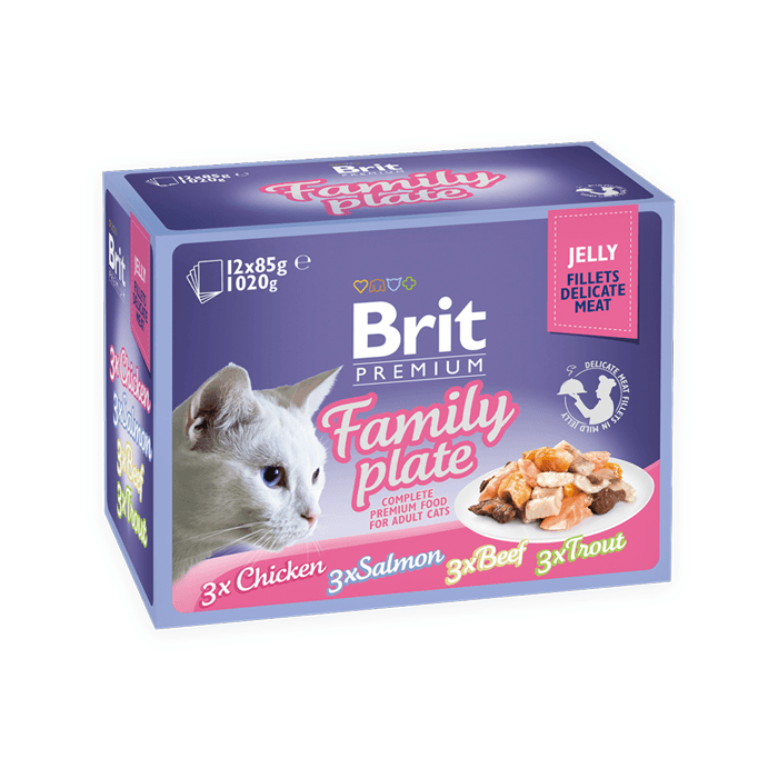 Karmy mokre dla kota - Brit Pouch Family Plate Fillet in Jelly 85g x 12 (multipak)