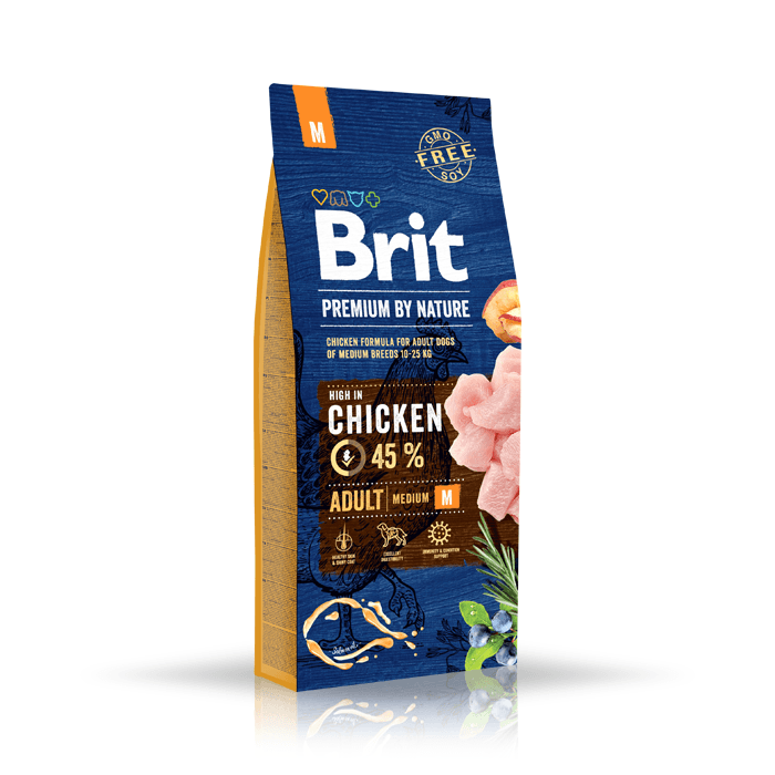 Karmy suche dla psa - Brit Premium By Nature Adult Medium M Sucha karma kurczak