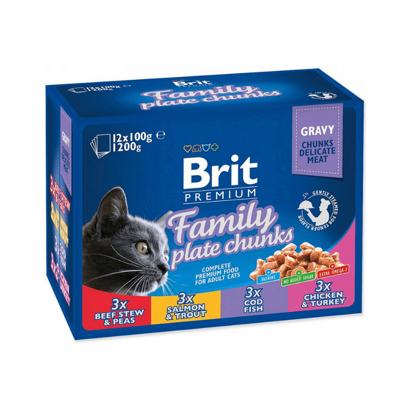 Karmy mokre dla kota - Brit Premium Family Plate 100g x 12 (multipak)