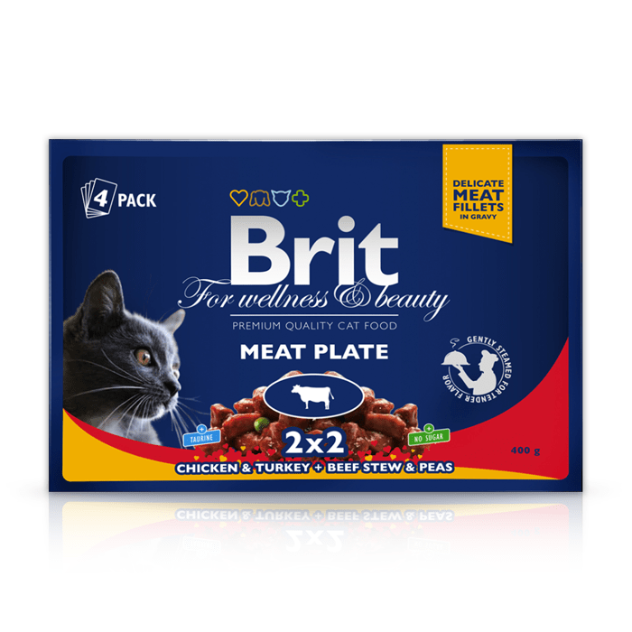 Karmy mokre dla kota - Brit Premium Plate Meat 4 x 100g