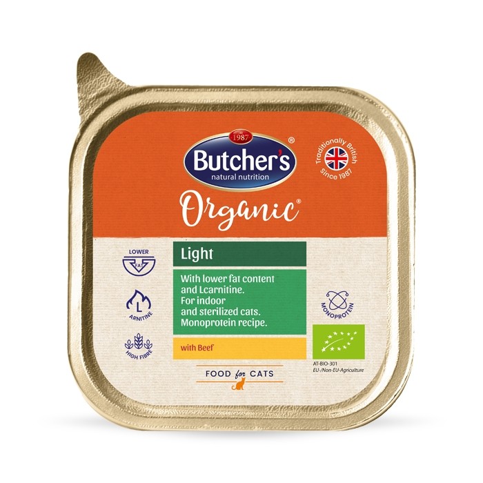 Karmy mokre dla kota - Butcher's Organic Light z wołowiną 85g