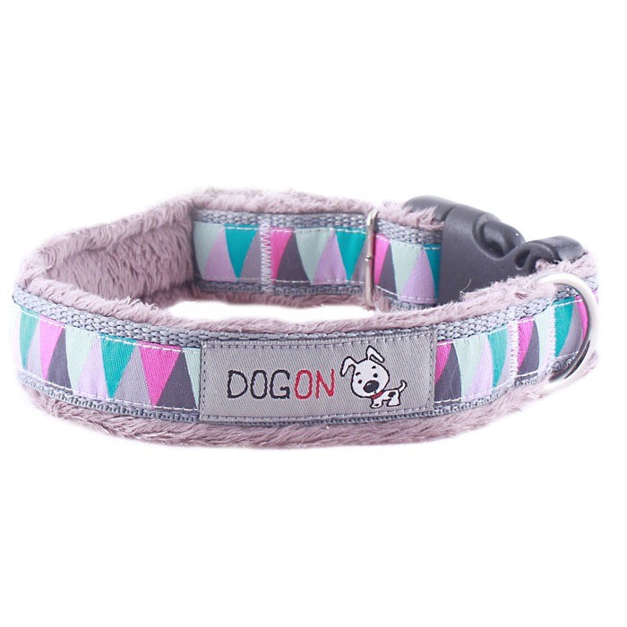 Smycze, obroże, szelki - Dogon Obroża ręcznie szyta w trójkąty 38 cm