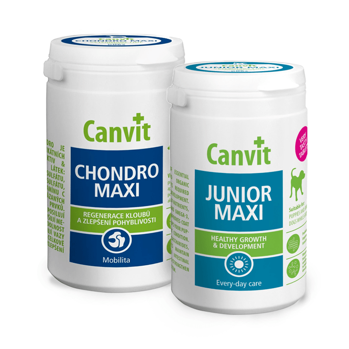 Suplementy - Canvit Chondro Maxi For Dogs tabletki 500g + Canvit Junior Maxi For Dogs tabletki 230g