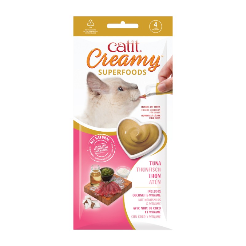 Przysmaki dla kota - Catit Creamy Superfood tuńczyk z kokosem i wakame 4 x 10g