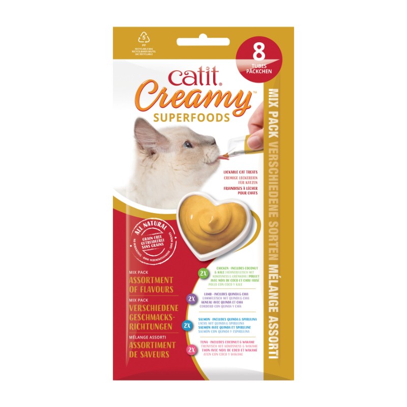 Przysmaki dla kota - Catit Creamy Superfood Multipack mix smaków 8 x 10g