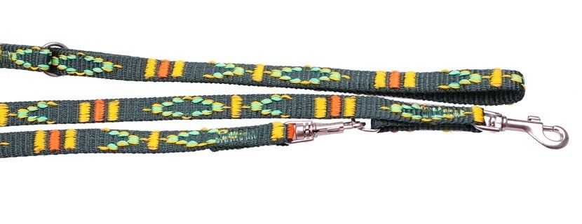 Smycze, obroże, szelki - Chico Smycz taśma żakardowa składana zielona