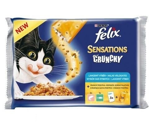Karmy mokre dla kota - Felix Sensations Crunchy Multipak wybór dań rybnych 3x100g