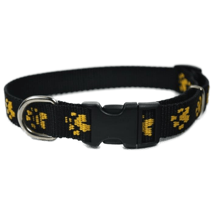 Smycze, obroże, szelki - Chaba Obroża taśma regulowana łapki czarno żółta