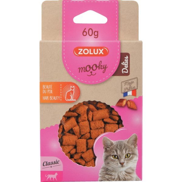 Przysmaki dla kota - Zolux Przysmak Mooky Delies dla kota na piękną sierść 60g