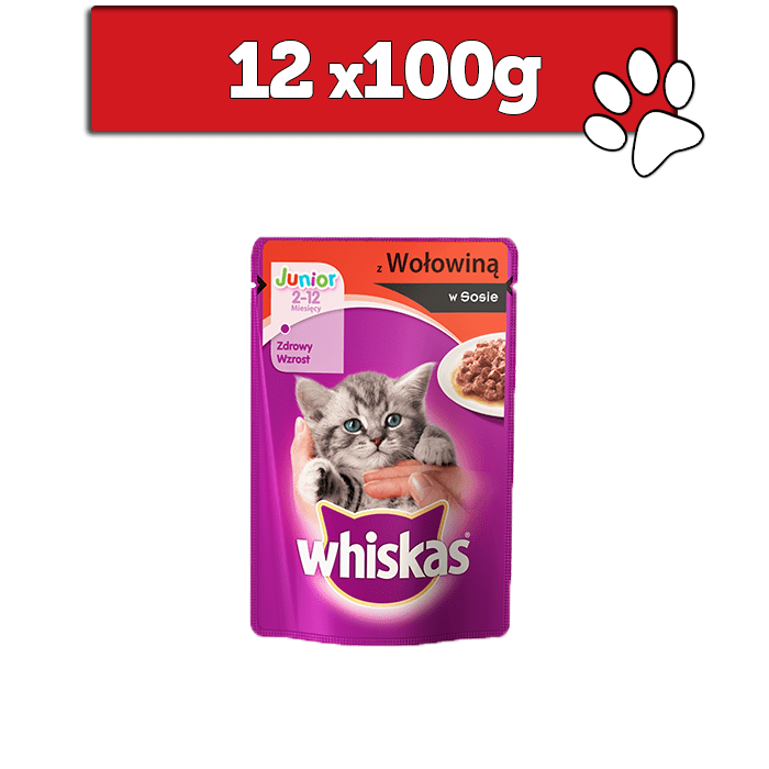 Karmy mokre dla kota - Whiskas Junior w sosie 100g x 12
