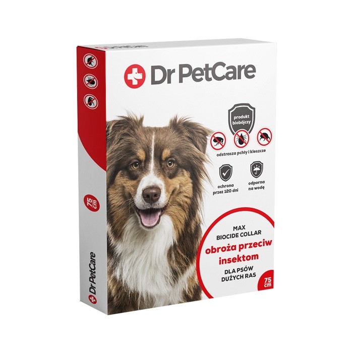 Preparaty lecznicze - Dr. PetCare Max Biocide Collar obroża przeciw pchłom i insektom dla dużych psów 75cm