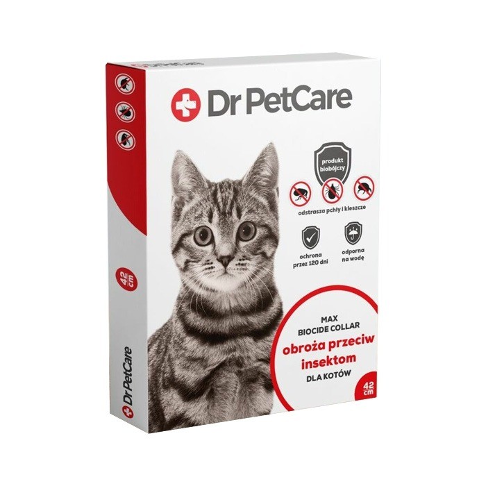 Preparaty lecznicze - Dr. PetCare Max Biocide Collar obroża przeciw pchłom i insektom dla kotów 42cm