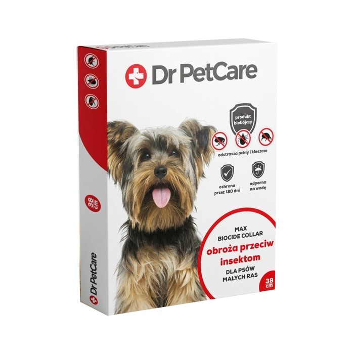 Preparaty lecznicze - Dr. PetCare Max Biocide Collar obroża przeciw pchłom i insektom dla małych psów 38cm
