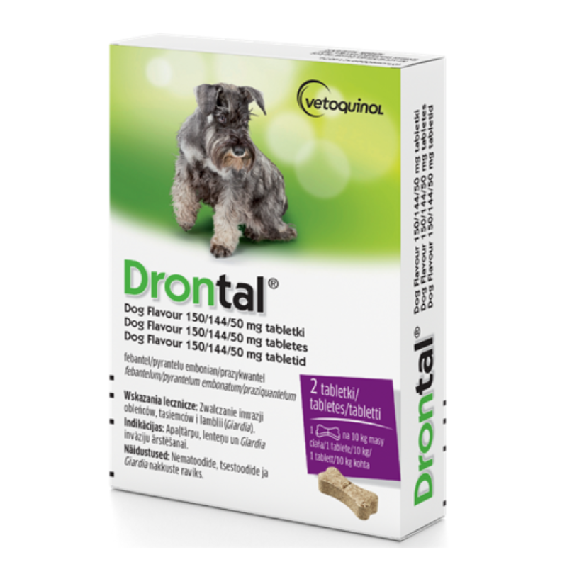 Preparaty lecznicze - Drontal Dog Flavour tabletki na odrobaczanie dla małych i średnich psów 2 tabletki